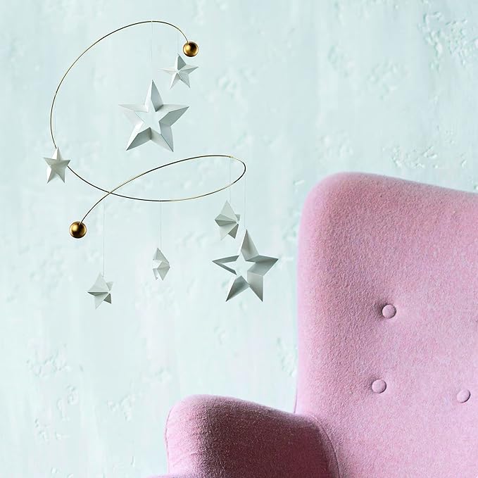 Starry Night 7 Mobile with 7 Hanging Stars - f163b - 11 inches - Handmade in Denmark by Flensted
