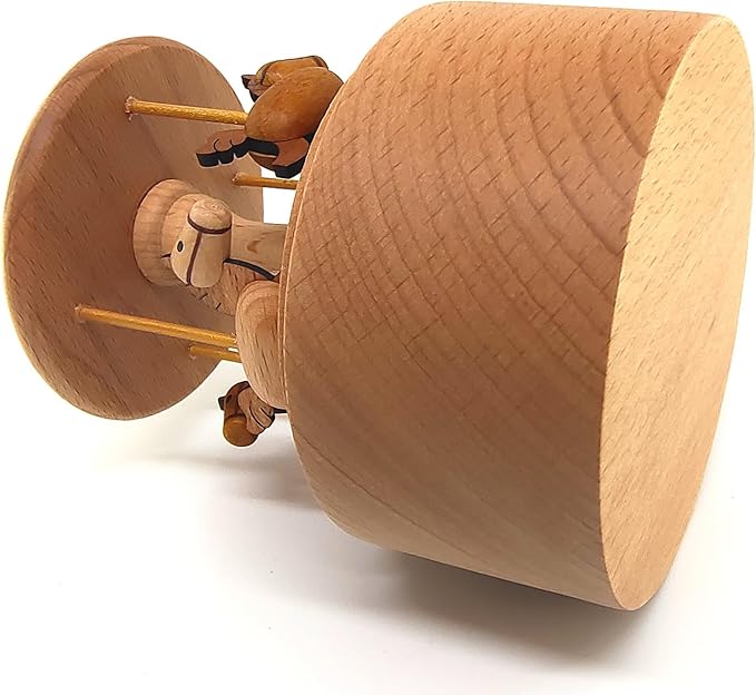 Mini Carousel Music Box, Palm Sized Carousel Music Box, Small Wooden Mechanical Music Box, for Friend Mother Grandmother