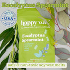 Happy Wax Clean Mix Collection Scented Natural Soy Wax Melts – 6 Total Oz. of Scented Wax Melts, Collection Includes Eucalyptus Spearmint, Lemon Verbena, and Calming Lavender