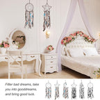 PATIKIL 28" Moon Sun Star Dream Catchers Set, Feather Handmade Dream Catchers Wall Hangings Art Decor for Home Wedding Bedroom Living Room Ornament,Blue Brown
