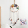 7 Chakra Wind Chimes Raw Stone Tree of Life Dream Catchers Hanging Ornament Natural Crystal Wind Chime for Home Garden Decoration(Gold)