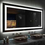 LOAAO 50"X30" LED Bathroom Mirror with Lights, Anti-Fog, Dimmable, RGB Backlit + Front Lighted, Bathroom Vanity Mirror for Wall, Memory Function