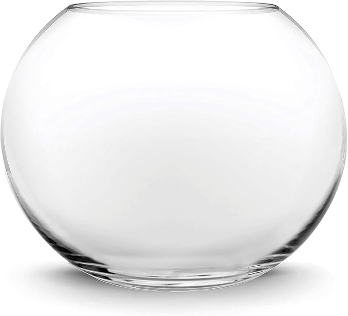 CYS EXCEL Large Glass Bubble Bowl (H-13.5" W-15.25", Approx. 9 Gal.) Round Bowl Terrarium Globe Flower Vase Centerpiece for Weddings Events Arrangements