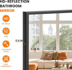 TRAHOME Bathroom Vanity Mirror for Wall, 36" x 24" Metal Framed Rectangular Bathroom Wall Mirror for Over Sink, HD Shatterproof Glass, Hangs Horizontally or Vertically(Black)