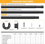 Closet Rods for Hanging Clothes, 17-69 Inch No-Cut Stepless Adjustable Closet Rod, 1.3 Inch Heavy Duty Metal Closet Hanging Rod with Brackets, Matte Black Closet Bar for Closet, Laundry Room, RV