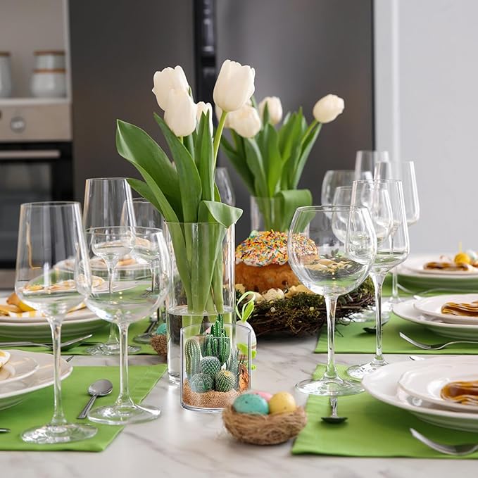 16 Pack Glass Cylinder Vases 4,6,8,10 Inch Tall Clear Flower Vase Hurricane Floating Candle Holder for Table Centerpiece Wedding Home Decor
