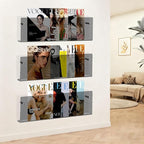 2-Pack 17 Inch Black Acrylic Magazine Holder, Sleek Wall Mounted Brochure Rack & Floating Bookshelf, Modern Stylish Magazine Display for Office, Waiting Room, Living Room, Fashion Home Decor