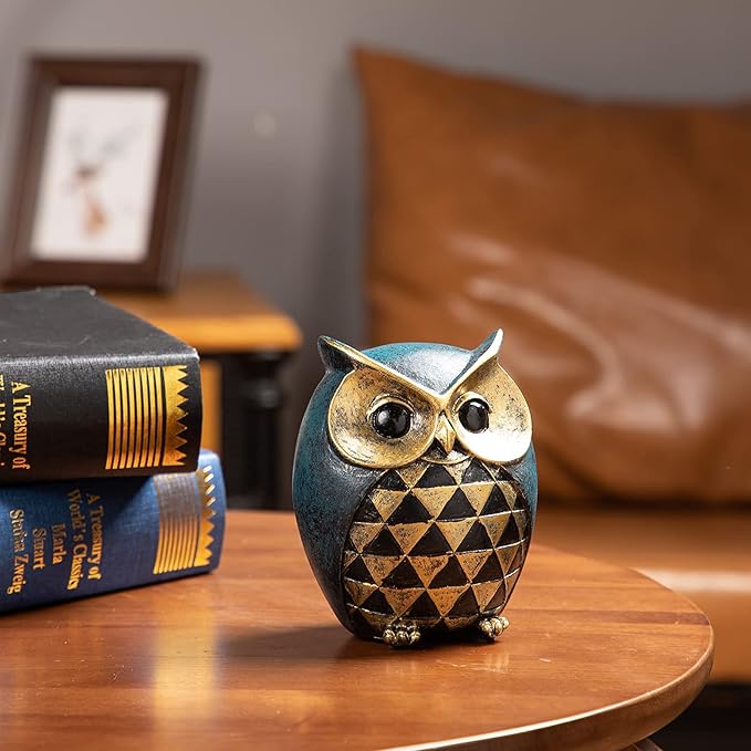 Leekung Owl Statue Home Decor - Owl Figurines for Bookshelf, Bedroom, Living Room, Office & TV Stand Decorations - Animal Sculptures Gift for Bird Lovers