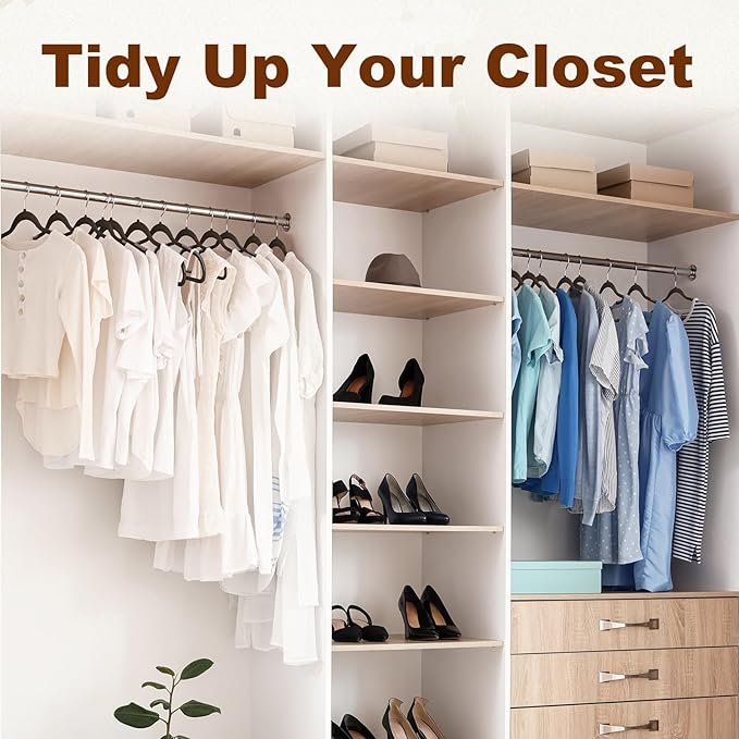 HOUSE DAY Heavy Duty Plastic Hangers 60 Pack, Non Slip Clothes Hangers with Rubber Pads and 360° Hook - Thin 0.2 Inch, Space Saving Coat Hanger Black, Closet Organizer for Shirt, Pants, Suit, Skirt