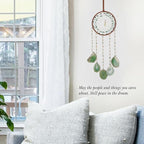 Green Aventurine Gemstone Agate Large Dream Catcher Chakra Dream Catcher with Crystals Handmade Dreamcatcher Wall Decor for Adults Boys Girls Bedroom Garden Bless Gift