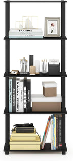 Furinno Turn-N-Tube 5-Tier Multipurpose Shelf / Display Rack / Storage Shelf / Bookshelf, Square Tubes, Americano/Black