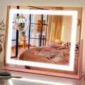 FENNIO Vanity Mirror with Lights 22''x18'' Makeup Mirror with Lights,Lighted Makeup Mirror with 10X Magnification，Smart Touch Screen with 3-Color Lighting,Dimmable（Square Pink）