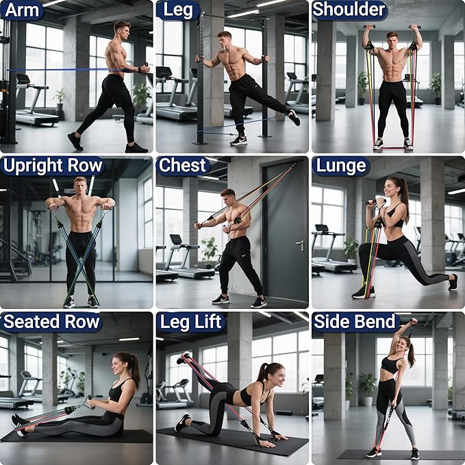 Readaeer Resistance Bands, Exercise Bands for Working Out, Work Out Bands with Handles for Men and Women for Indoor and Outdoor Sports, Fitness, Suspension, Speed Strength, Training, Home Gym,Yoga