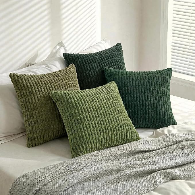 Fancy Homi 4 Packs Decorative Throw Pillow Covers for Living Room Couch Bed, Modern Farmhouse Boho Home Décor Accent Cushion Case, 26" x 26", Green Series