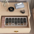 Belt Organizer for Drawer - Bamboo Belt Storage Organizer | Belt Rack for Closet Wall Mount Men Women Tie Sock Bra Scarf Ribbon(White, 2 * 7Grids)