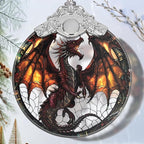 Stained Glass Flying Dragon Christmas Ornament - Holiday Home Decor - Tree Decoration - Gift Exchange Idea