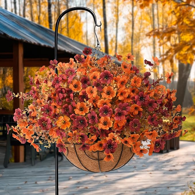 INQCMY Artificial Fake Fall Plants Flowers for Outdoor Outside Decoration,12 Bundles Faux Silk Daisy Flowers UV Resistant Look Real No Fade for Front Door Porch Patio Yard Balcony Autumn Decor