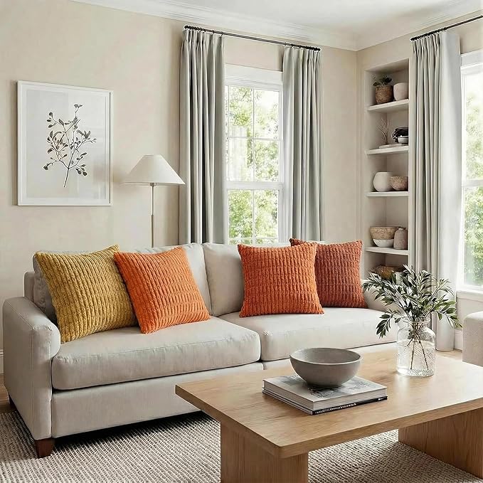 Fancy Homi 4 Packs Decorative Throw Pillow Covers for Living Room Couch Bed, Modern Farmhouse Boho Home Décor Accent Cushion Case, 20" x 20", Burnt Orange Series