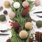 JOICEE 9 Pcs Boho Christmas Ball Ornaments Set, Jute Rope Hanging Balls Neutral Rustic Ornaments Christmas Ball Decoration for Xmas Tree Wreath Garland Party Farmhouse Decor(White,Beige,Dark Brown)