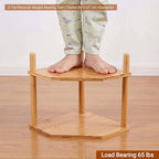 3-Tier Expandable Bamboo Corner Shelf - Dish/Plate Organizer for Cabinet, Kitchen Counter Shelf & Small Kitchen Shelf, Adjustable (White, 1-Pc 3.90" H)