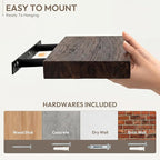 Marsmiles 72 inch Floating Shelves for Wall Solid Elm Wood Wall Mounted Shelves|Rustic Long Floating Shelves with Invisible Bracket for Bathroom Living Room Kitchen|Walnut, 1 Pack