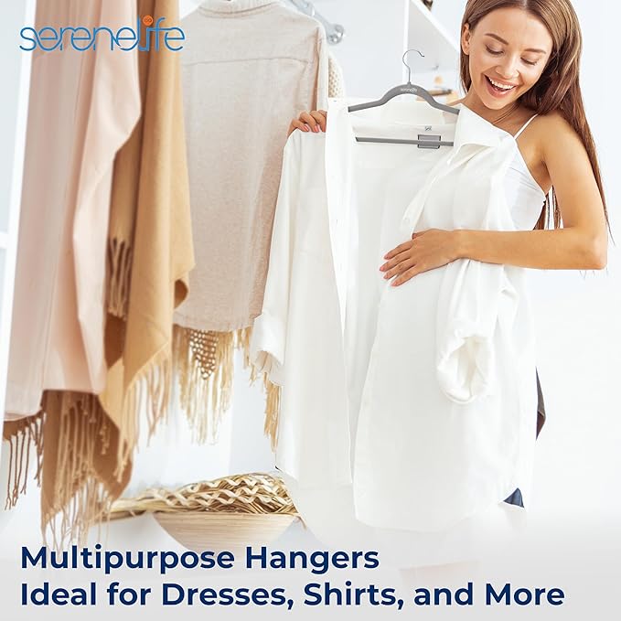 SereneLife 150 Pack Velvet Hangers - Non-Slip with 360° Swivel Hook - Ultra-Thin, Lightweight, Space-Saving, Felt Hangers for Shirts, Sweaters, Hoodies, Kids Clothes & Dresses