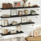 Vivelove 30 Inches Floating Shelves Wall Mounted, 10" Deep Wall Shelves for Bedroom, Bathroom, Living Room, Kitchen, Office, Home Decor, Modern Shelf, Set of 2, Black, 30x10.2x1.5