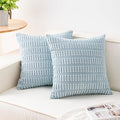 Aegero Pack of 2 Corduroy Decorative Throw Pillow Covers 20x20 Inch Soft Striped Pillow Covers Modern Farmhouse Home Decor for Sofa Living Room Couch Bed（Sky Blue）