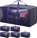 6 Pack Extra Large Heavy Duty Moving Bags with Reinforced Zipper & Wide Handles, Moisture-Resistant Storage Bins Packing Cubes for Clothes, College Dorm, Travel, and Home Organization, Dark Blue
