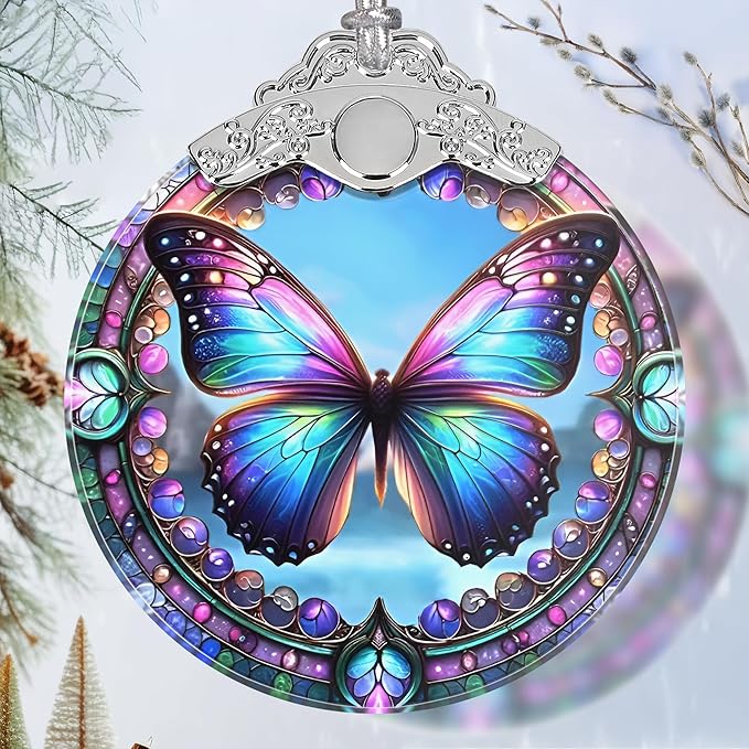 Christmas Ornament - Stained Glass Butterfly - Home Decor - Holiday Present Ideas - Gift Exchange - Gorgeous Butterfly