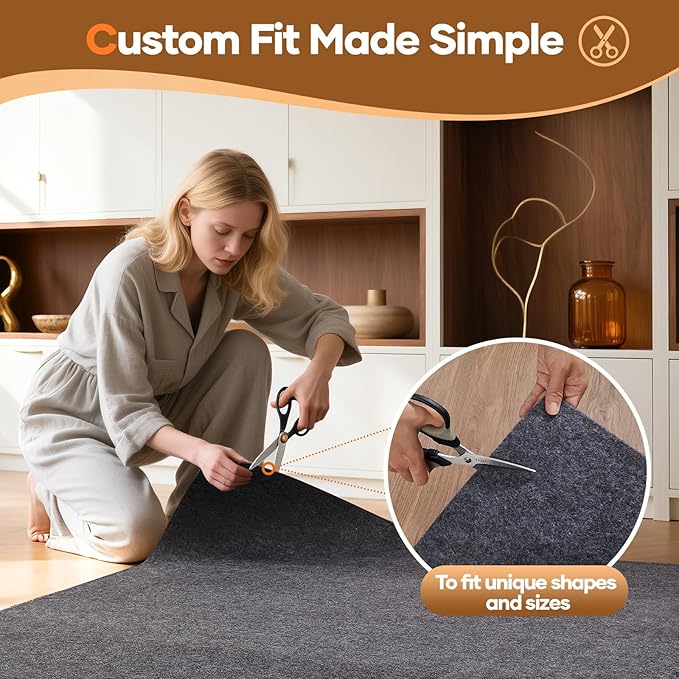 Veken Non Slip Cushioned Rug Pad Gripper 3 x 5 Ft, Felt and Silicone Backing, 1/4 inch Thick Carpet Liner for Hardwood Floors and Finishes, Under Area Rugs Anti Skid Mat, Keep Rugs Safe and in Place