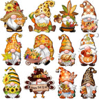 Fall Thanksgiving Gnomes Wooden Hanging Ornaments, Autumn Wood Hanging Pendant Decoration for Fall Tree Wooden Tags Slices Cutouts for Classroom Home Decor Holiday Party Supplies