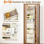 Over The Door Organizer, 8 Shelf Door Hanging Organizers with 8 Large Capacity Pockets, Back of Door Organizer Storage Hanging Shelves for Closet Bathroom Bedroom Nursery