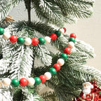 Christmas Wood Bead Garland,39in Farmhouse Beads with Tassels Tiered Tray Decor Wall Hanging Home Ornaments for Christmas Tree Decorations