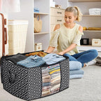 Direct 100L, 3 Pack, Storage Containers, Large Clothes Storage Bins Foldable Organization and Storage Bags with Reinforced Handle, Clear Window for Bedding, Blankets, Clothing, Black
