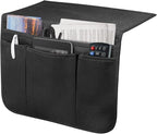 Bedside Caddy Bedside Storage Organizer Magazine Phone Tablet iPad Remote Holder, Organizer Caddy for Home College Dorm Bed, Sofa, Bunk Bed (Black)