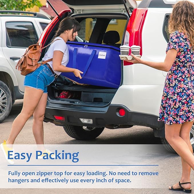 Moving Bags, Storage Bags with Sturdy Handles and Heavy Duty Zippers, Storage Totes for Space Saving, Moving & Storage, Collapsible Moving Supplies(125L, 8-Pack, Blue)