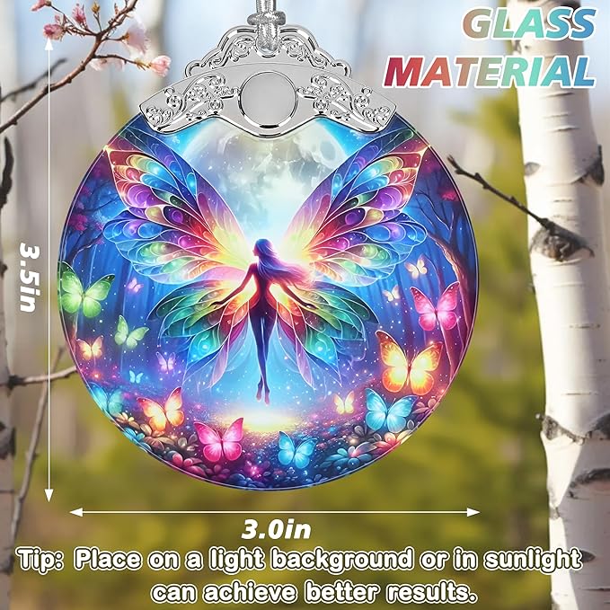 Butterfly Elf Stained Glass Orament - Christmas Ornament - Christmas Decorations for Tree - Holiday Present ldeas - Gift Exchange