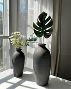 Ceramic Vases for Home Decor, Black Bronze Ceramic Vase Set of 2, Vintage Minimalist Decorative Vase for Table Centerpiece Dining Living Room Office House Nightstand Fireplace Decoration