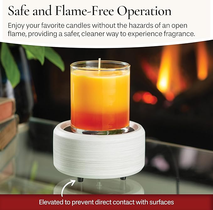 Candle Warmers ETC 2-in-1 Candle and Fragrance Warmer for Warming Scented Candles or Wax Melts and Tarts with to Freshen Room, Whitewashed Bronze