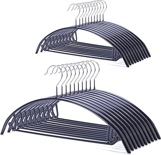 Nature Smile Non Slip PVC Coating Sweater Hangers,Dress Suit Coat Hangers,Shoulder Bump Free Golf T Shirts Clothes Hangers (Black Color 20 Pack)