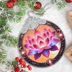 Christmas Ornament - Stained Glass Lotus - Home Decor - Holiday Present Ideas - Gift Exchange - Blooming Lotus