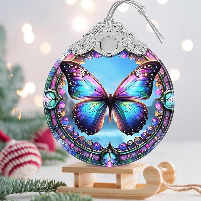 Christmas Ornament - Stained Glass Butterfly - Home Decor - Holiday Present Ideas - Gift Exchange - Gorgeous Butterfly