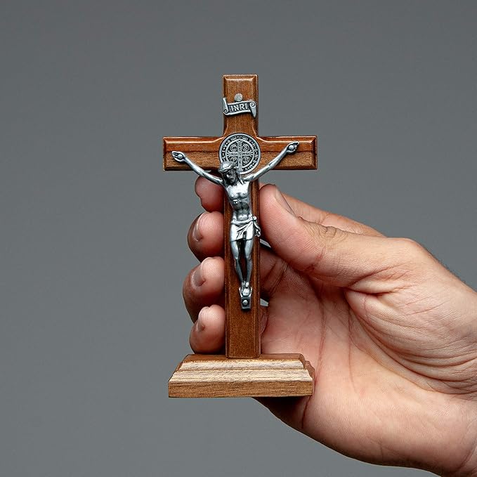 Intercession Wall and Table Wood Cross Crucifix (5 inch - Onyx)