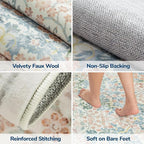 Lessymo Large Area Rugs 9x12 Living Room, Soft Washable Rug for Bedroom Dining Room Nursery Room Farmhouse, Boho Non Slip Low Plie Carpet Vintage Floral Forest Design, Beige Brown