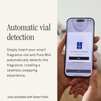 Pura Home Mini Fragrance Diffuser for Small Spaces Adjustable Smart Home Device with LED Light & Automatic Vial Detection - Includes 1 Scent Refill - White Tea no.1