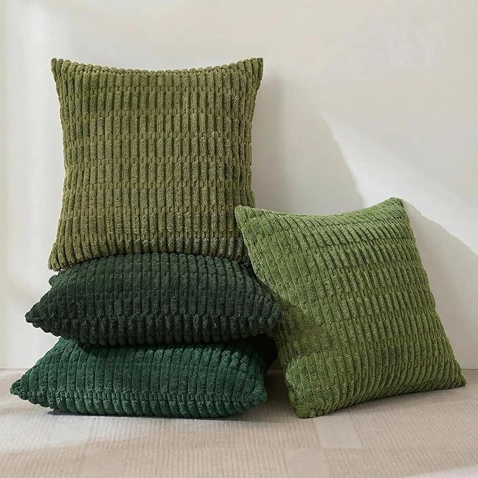 Fancy Homi 4 Packs Decorative Throw Pillow Covers for Living Room Couch Bed, Modern Farmhouse Boho Home Décor Accent Cushion Case, 26" x 26", Green Series