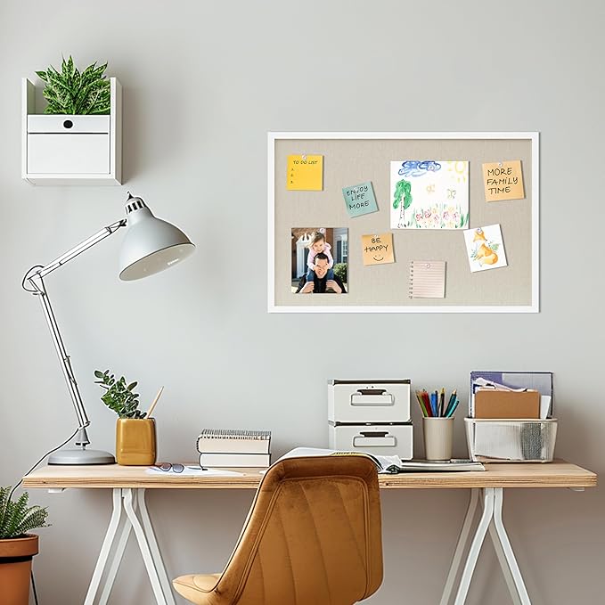 DAHAPYBOO Cork Board with Linen White 2Pack,Bulletin Board 30"x20" Hanging Corkboards for Office Home School Message Board or Vision Board Decoration.