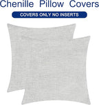 CaliTime Throw Pillow Covers Decorative 26 X 26 Inches Pack of 2 Cozy Chenille Cushion Cases for Couch Sofa Bed Living Room Home Moonbeam Gray