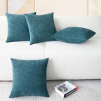CaliTime Throw Pillow Covers Decorative 18 X 18 Inches Pack of 4 Cozy Chenille Cushion Cases for Couch Sofa Bed Living Room Home Ocean Blue